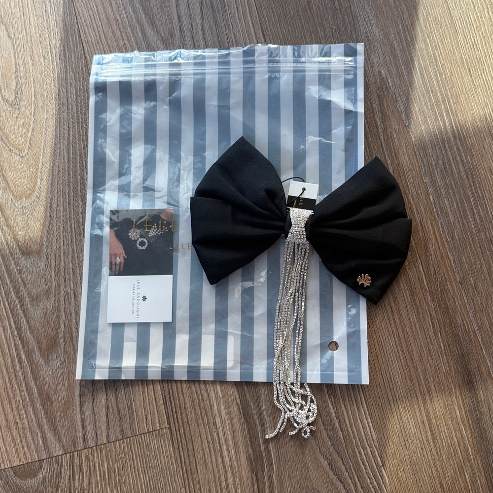 NWT LELE SADOUGHI JET CRYSTAL KRISTINA CRYSTAL BOW BARRETTE - Picture 3 of 5